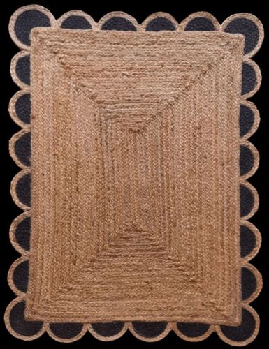 Scalloped Rectangle Handmade Jute Rug