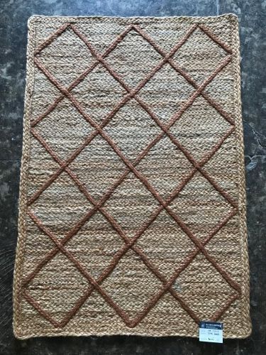 Terracotta Diamond Rectangle Handmade Jute Rug