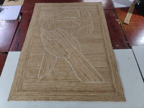 Toucan Motif Rectangular Handmade Jute Rug