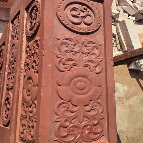 Decorative Red Sandstone Pillar