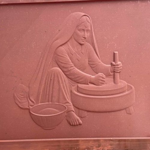 Intricately Carved Sandstone Wall Art Panel