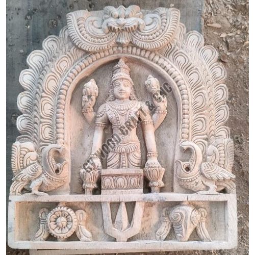 22 Inches Wooden Vishnu Balaji Wall Panel