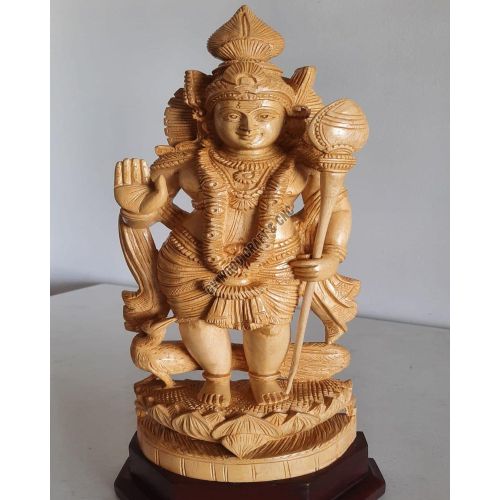 24 Inch Large Standing Wooden Murugan Idol Wooden God Statue