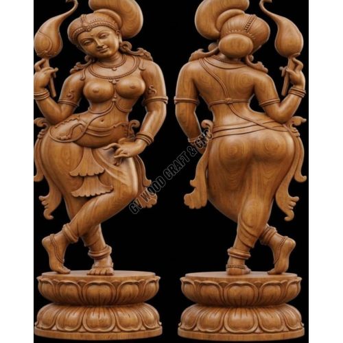 24 Inch Wooden Apsara Lady Statue