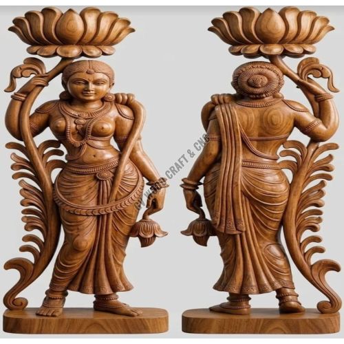 24 Inch Wooden Lady Statue