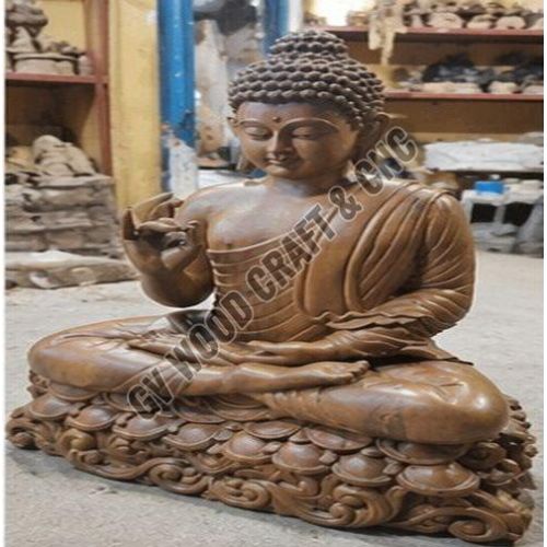 24 Inch Wooden Sitting Gautama Buddha Statue