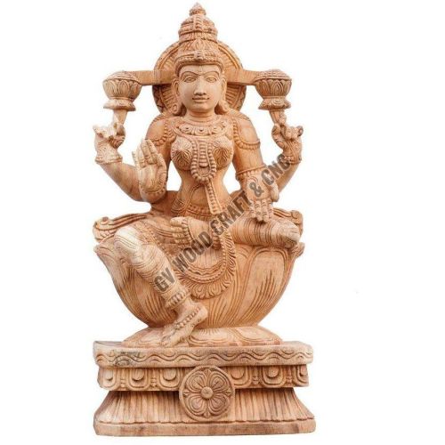 24 Inches Wooden Handcrafted Lakshmi Idol