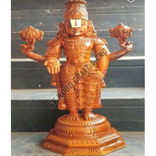 36 Inches Wooden Carved Tirupati Balaji Statue