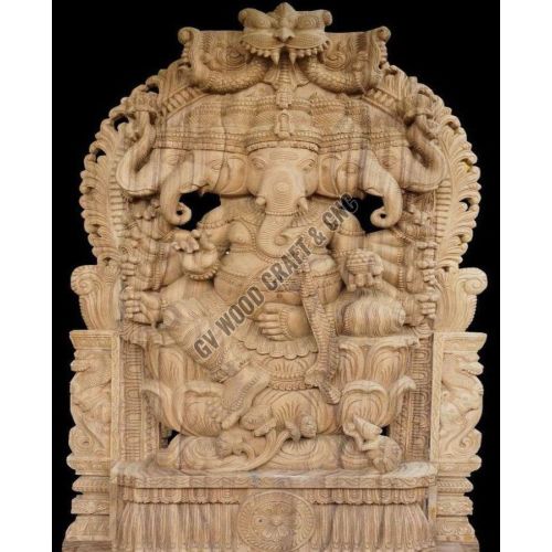 60 Inches Wooden Ganpati Statue