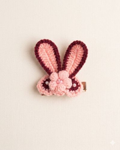 Blush Bunny Chroachet Hair Clip