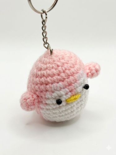 Handcrafted Chroachet Penguin Keychain for Bag