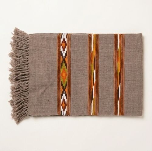 Handwoven Grey Tribal Pattern Woolen Muffler