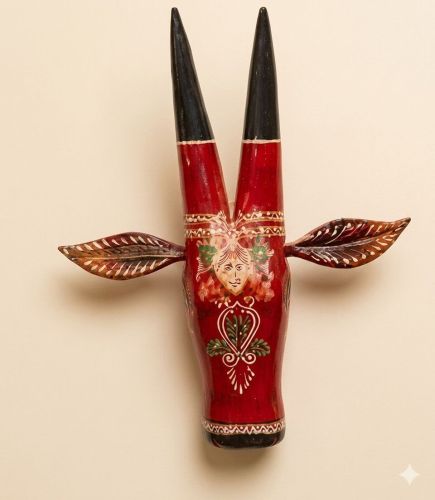 Royal Artisan Wooden Bull Mask Decor