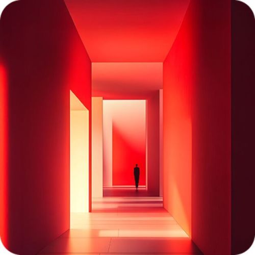 Abstract Red Corridor Canvas Wall Painting