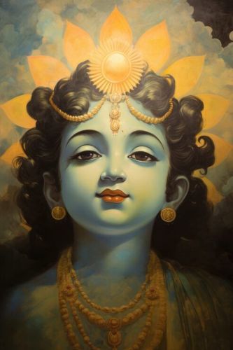 Divine Bal Krishna Portrait Canvas Wall Painting