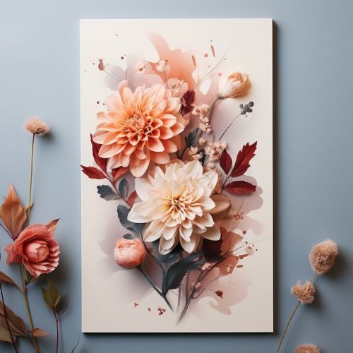 Elegant Dahlia Floral Canvas Wall Painting