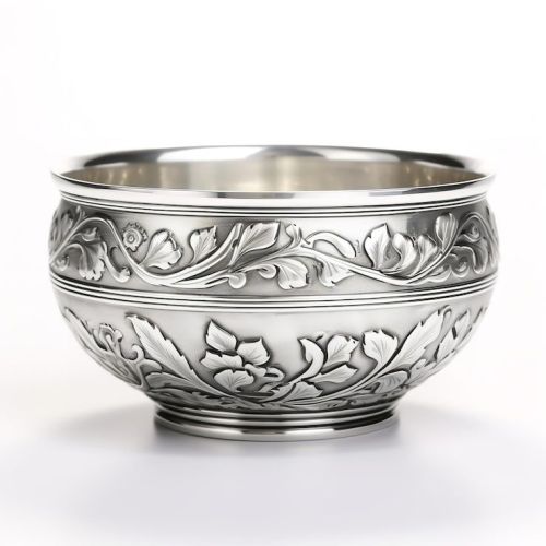 Embossed Silver Finish Decorative Bowl