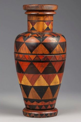 Handcrafted Wooden Decorative Floor Vase
