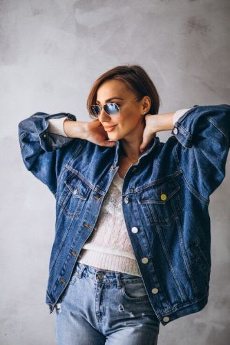 Ladies Blue Oversized Denim Jacket
