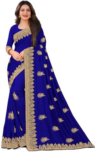 Ladies Blue Zari Work Saree