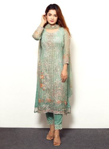 Ladies Embroidered Straight Salwar Suit
