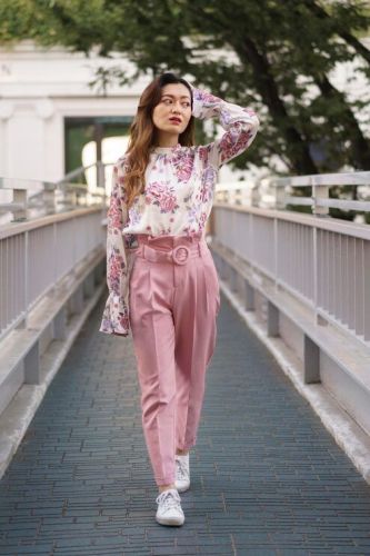 Ladies Floral Print High Neck Top