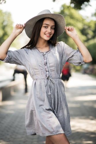 Ladies Gathered Waist Casual Dress