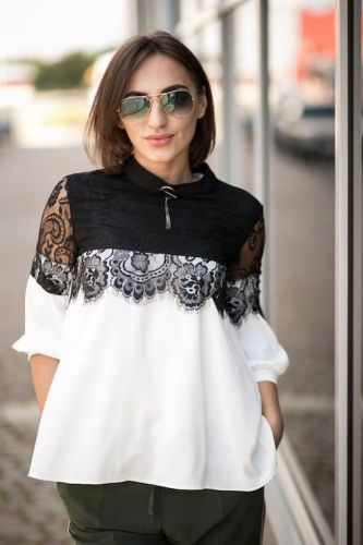 Ladies Lace Panel Casual Top