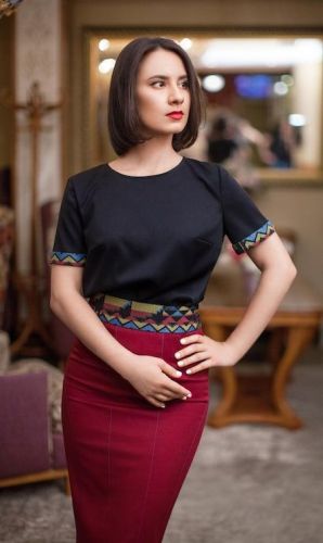Ladies Printed Sleeve Office Top