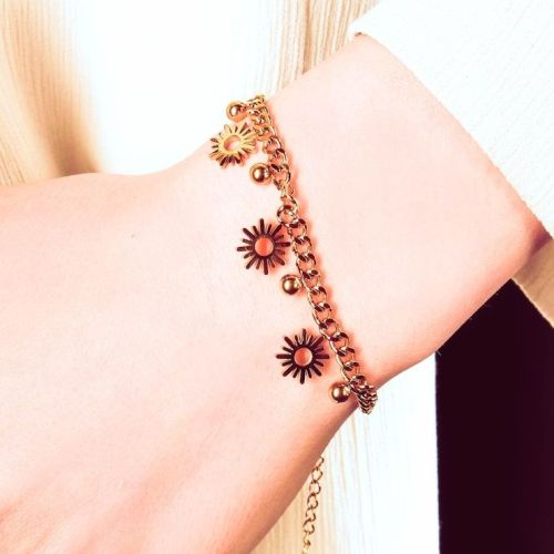 Ladies Sun Charm Chain Bracelet