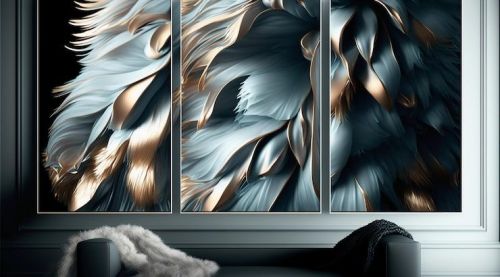 Luxury Metallic Feather Canvas Wall Painting