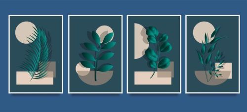 Modern Botanical 4 Panel Canvas Wall Painting
