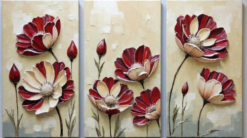 Rustic Red Blossom Floral Canvas Wall Painting