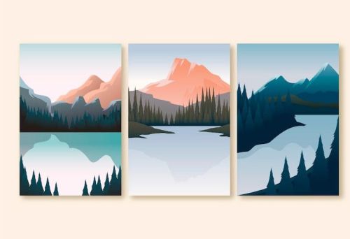 Serene Mountain Lake Landscape Canvas Wall Painting