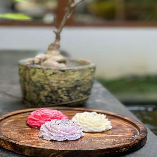 Multicolor Soy Wax Peony Flower Candle