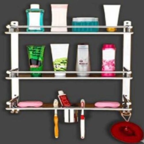 3 Layer Stainless Steel Mirror Finish Bathroom Shelf