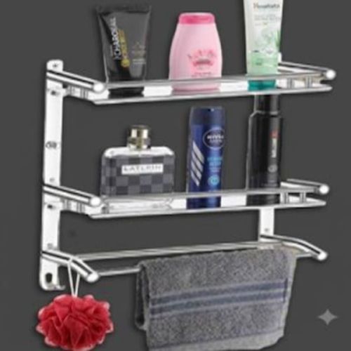 Stainless Steel Mirror Finish Double Layer Bathroom Shelf