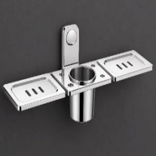Stainless Steel Mirror Finish Double Soap Dish with Tumbler