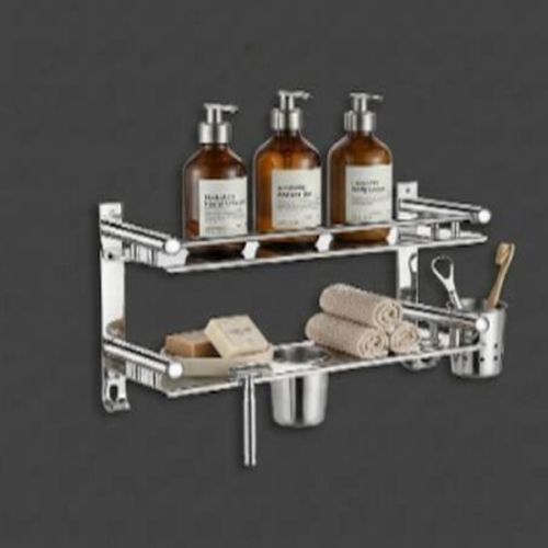 Stainless Steel Mirror Finish Single Shelf with Glass