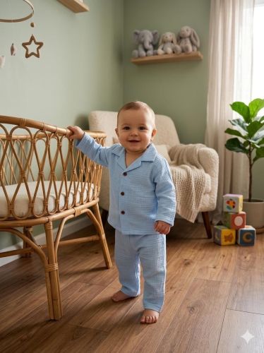 Blue Full Sleeve Kids Co Ord Set