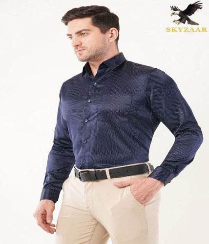 Mens Comfortable Blue DOT Printed Cotton Shirt