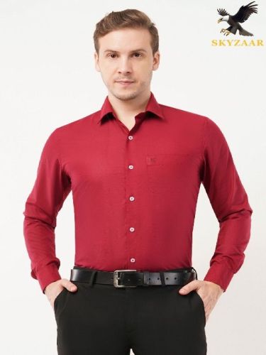 Mens Red Cotton Linen Full Sleeve Shirt