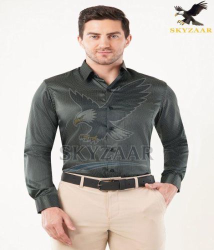 Mens Dark Charcoal Grey Full Sleeve Cotton Shirt
