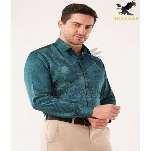 Mens Premium Dark Teal Blue Full Sleeve Cotton Shirt