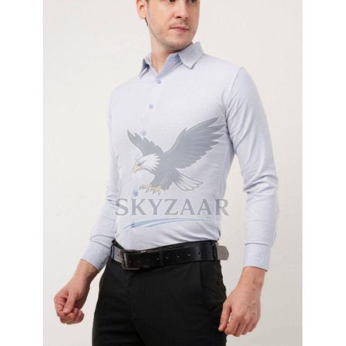 Mens White Cotton Linen Full Sleeve Shirt