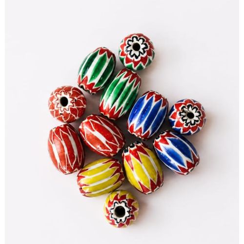 Chevron Oval Glass Beads