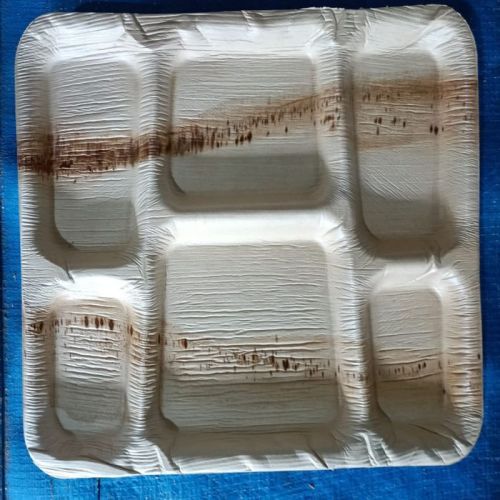 14x10 Inch Rectangle Areca Leaf 6 Compartment Plates