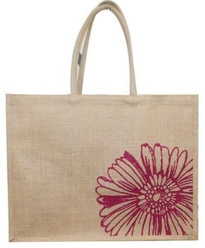 Flower Printed Jute Shopping Bag