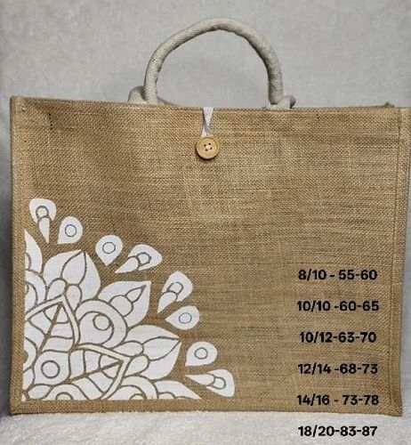 Natural Printed Jute Tote Bag