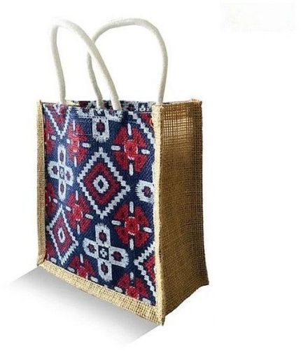 Rope Handle Printed Jute Shopping Bag
